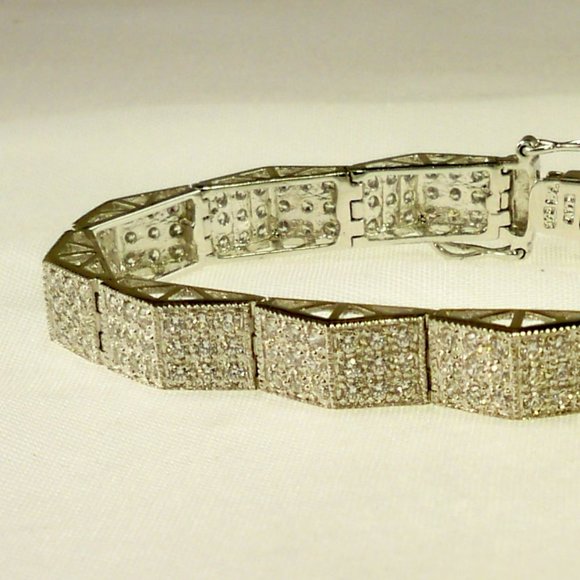NEW Cubic Zirconias Silver Vintage Designer Bracelet
